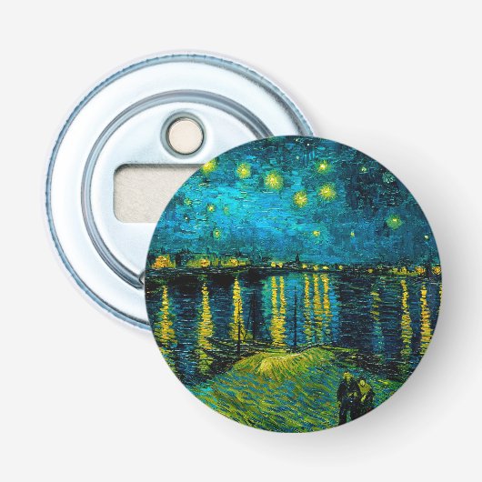 Van Gogh Starry Night Over the Rhône  Button Flesopener (Voorkant)