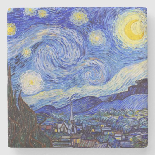 Van Gogh , “Starry Night” Stenen Onderzetter (Voorkant)