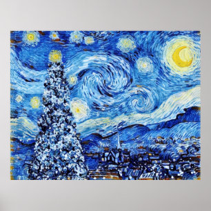 Van Gogh Starry Night - Witte Kerstboom Poste Poster