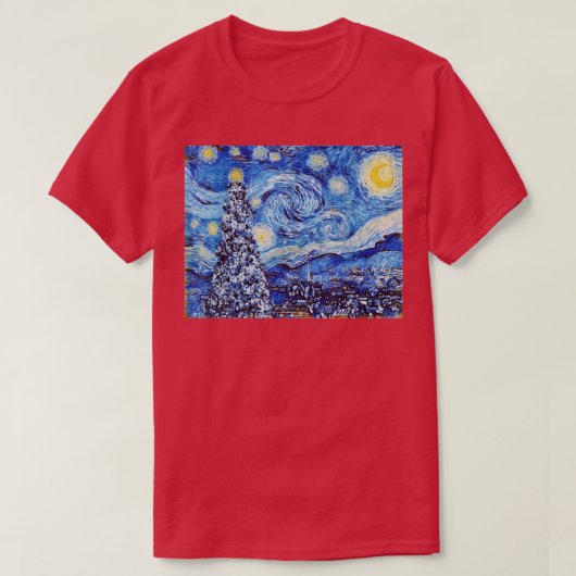 Van Gogh Starry NightWhite Kerstwinter T-shirt (Design voorkant)
