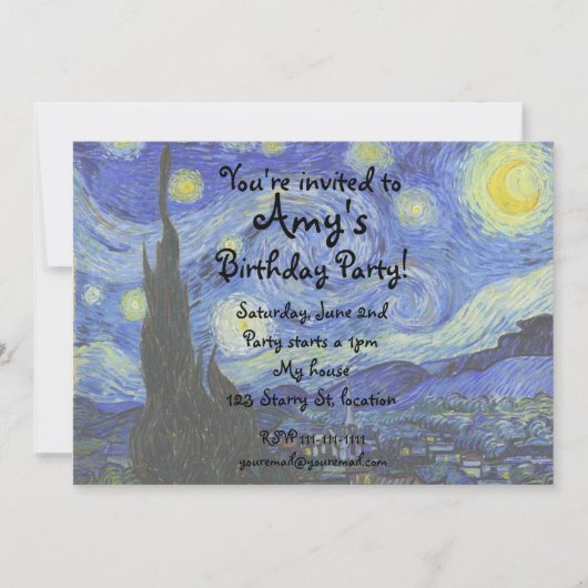 Van gogh starry-uitnodiging kaart (Voorkant)
