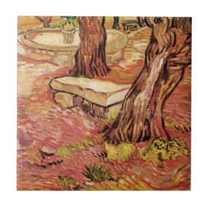 Van Gogh Stenen Bank in Tuin, St Paul Ziekenhuis Tegeltje