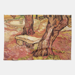 Van Gogh stenen bank in tuin, St Paul Ziekenhuis Theedoek