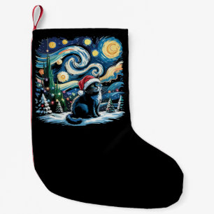 Van Gogh sterrenhemel feestelijke kerst zwarte kat Kleine Kerstsok