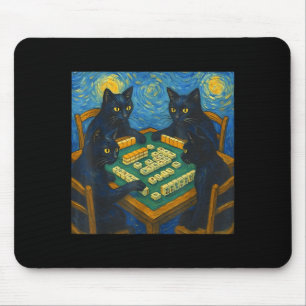 Van gogh sterrenhemel kat speelt mahjong chinese muismat