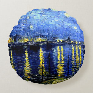 Van Gogh - Sterrennacht aan de Rhône  Rond Kussen