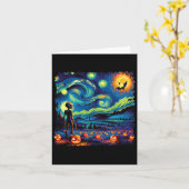Van Gogh Sterrennacht Alien Man Halloween Herfst P Kaart (Gele Bloem)
