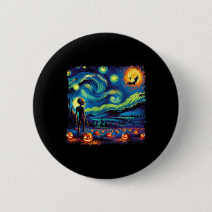 Van Gogh Sterrennacht Alien Man Halloween Herfst P Ronde Button 5,7 Cm