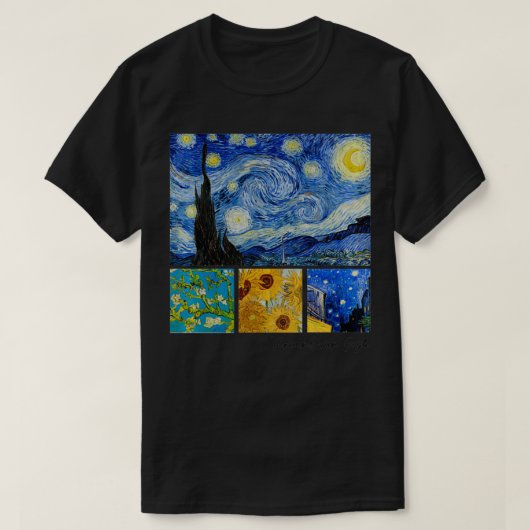Van Gogh Sterrennacht, Almond Blossom, Zonnebloeme T-shirt (Design voorkant)