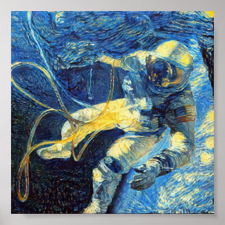 Van gogh Sterrennacht astronaut Poster