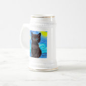 Van Gogh Sterrennacht Black Cat Bierpul (Voorkant links)