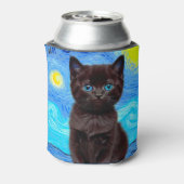Van Gogh Sterrennacht Black Cat Blikjeskoeler (Blikje Achterkant)