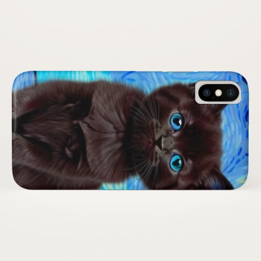Van Gogh Sterrennacht Black Cat Case-Mate iPhone Case (Achterkant (horizontaal))