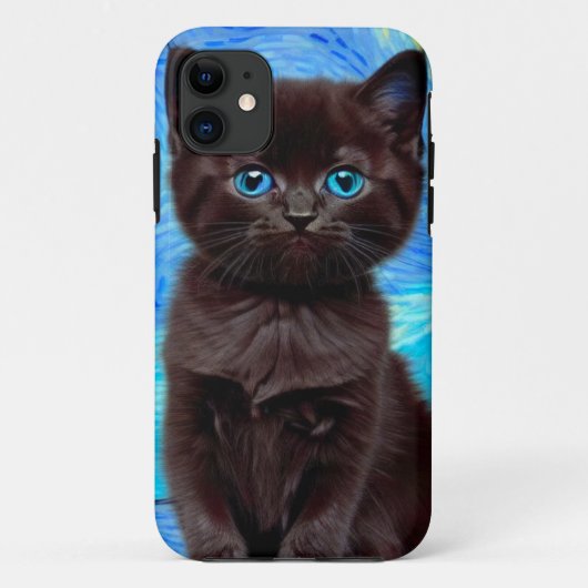 Van Gogh Sterrennacht Black Cat Case-Mate iPhone Case (Achterkant)