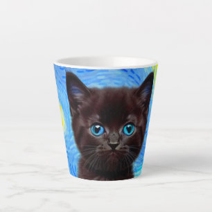 Van Gogh Sterrennacht Black Cat Latte Mok
