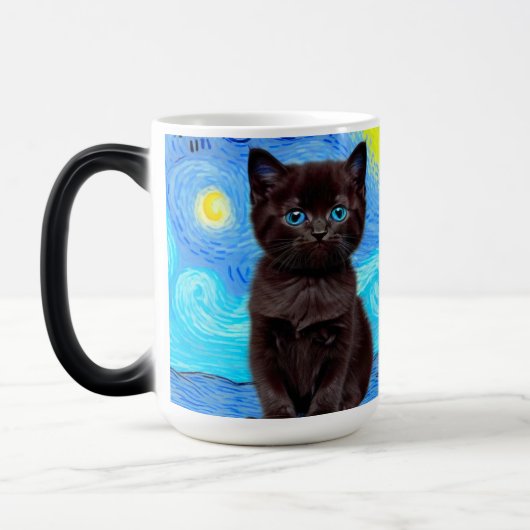 Van Gogh Sterrennacht Black Cat Magische Mok (Links)