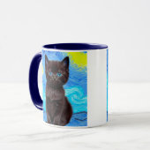 Van Gogh Sterrennacht Black Cat Mok (Voorkant links)
