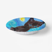 Van Gogh Sterrennacht Black Cat Papieren Kommen (Gebogen)