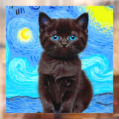 Van Gogh Sterrennacht Black Cat Raamsticker (Vel 2)