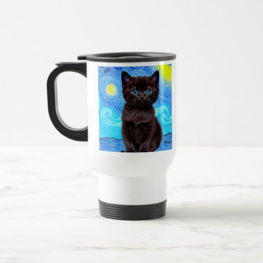 Van Gogh Sterrennacht Black Cat Reisbeker (Links)