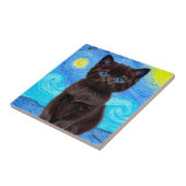 Van Gogh Sterrennacht Black Cat Tegeltje (Zijkant)