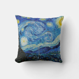 Van Gogh Sterrennacht. Blauw impressionisme sky ar Kussen