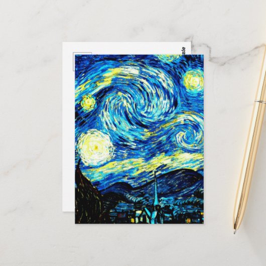 Van Gogh - Sterrennacht Briefkaart (Voorkant / Achterkant in situ)