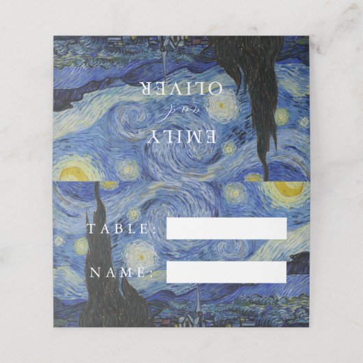 Van Gogh Sterrennacht bruiloft Plaatskaartje (Buitenkant ongevouwen)