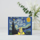 Van Gogh - Sterrennacht, Cat Art Parody, Briefkaart (Staand voorkant)