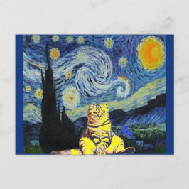 Van Gogh - Sterrennacht, Cat Art Parody, Briefkaart
