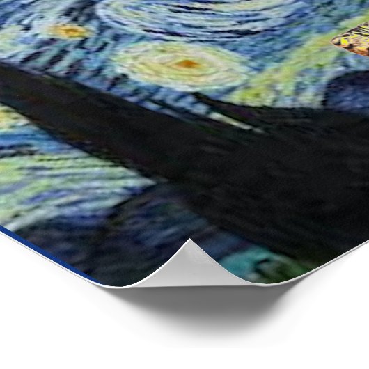 Van Gogh - Sterrennacht, Cat Art Parody, Poster (Hoek)