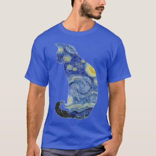 Van Gogh Sterrennacht Cat Art Van Gogh Painting Ae T-shirt