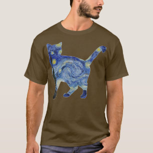 Van Gogh Sterrennacht Cat Art Van Gogh Painting Ae T-shirt