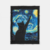 Van Gogh Sterrennacht Cat Lover Kitten Fleece Deken (Voorkant)