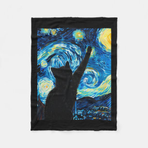 Van Gogh Sterrennacht Cat Lover Kitten Fleece Deken