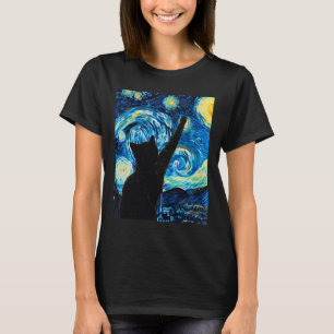 Van Gogh Sterrennacht Cat Lover Kitten T-shirt