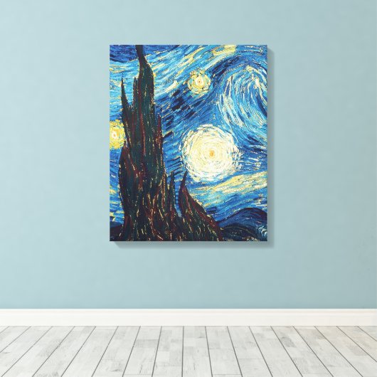 Van Gogh Sterrennacht Classic Impressionisme Kunst Canvas Afdruk (Insitu (Houten vloer))