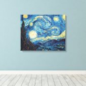 Van Gogh Sterrennacht Classic Impressionisme Kunst Canvas Afdruk (Insitu (Houten vloer))