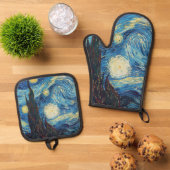 Van Gogh Sterrennacht Classic Impressionisme Kunst Ovenwant & Pannenlap Set (Top down)