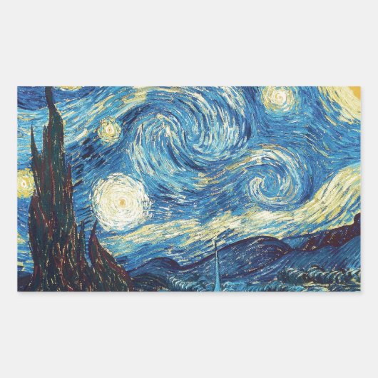 Van Gogh Sterrennacht Classic Impressionisme Kunst Rechthoekige Sticker (Voorkant)