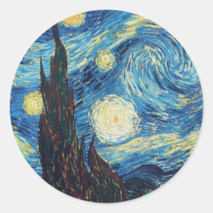 Van Gogh Sterrennacht Classic Impressionisme Kunst Ronde Sticker
