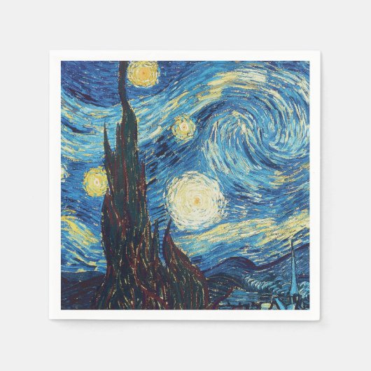 Van Gogh Sterrennacht Classic Impressionisme Kunst Servet (Voorkant)