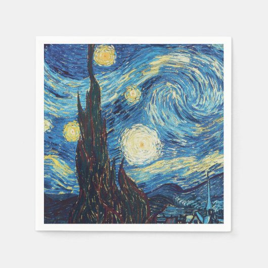Van Gogh Sterrennacht Classic Impressionisme Kunst Servet (Voorkant)