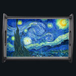 Van Gogh/sterrennacht Dienblad<br><div class="desc">Van Gogh's beroemde schilderij, "De Sterrennacht". Van Gogh schilderde tijdens zijn verblijf in het asiel van Saint Remy in de jaren tachtig de rolheuvels en de cyperbomen die hij uit zijn raam zag. Digitaal verbeterd door PixDezines. Copyright © 2008-2016 PixDezines.com™ en PixDezines™ op zazzle.com. Alle rechten voorbehouden.</div>