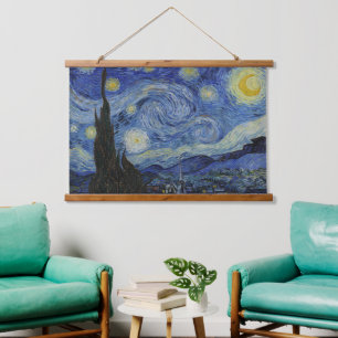 Van Gogh Sterrennacht Draaiende Lucht Blauw Kunst Hangend Wandkleed