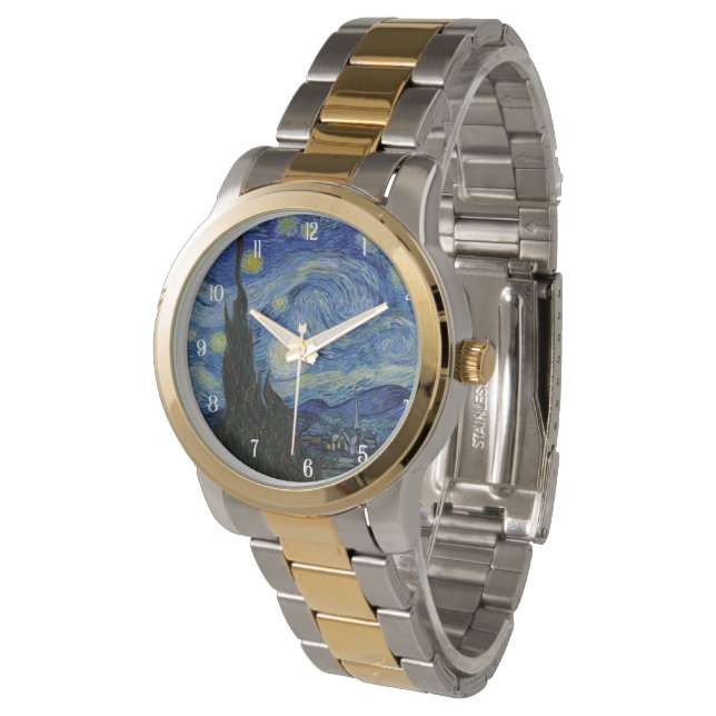 Van Gogh Sterrennacht Elegant Mannen Horloge (Gekanteld)