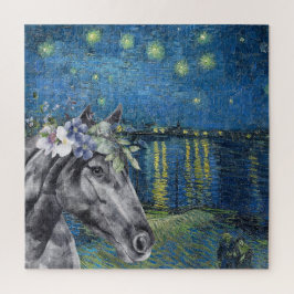 Van Gogh Sterrennacht en Black Horse Compilation Legpuzzel