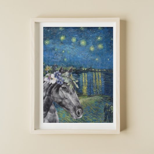 Van Gogh Sterrennacht en Black Horse Compilation Poster