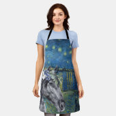 Van Gogh Sterrennacht en Black Horse Schort (Gedragen)