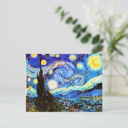 Van Gogh Sterrennacht Fine Art Briefkaart (Staand voorkant)